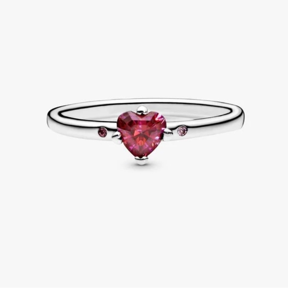 Pandora Sterling Silver heart/shaped ring with inscribed “you and me” on shank.